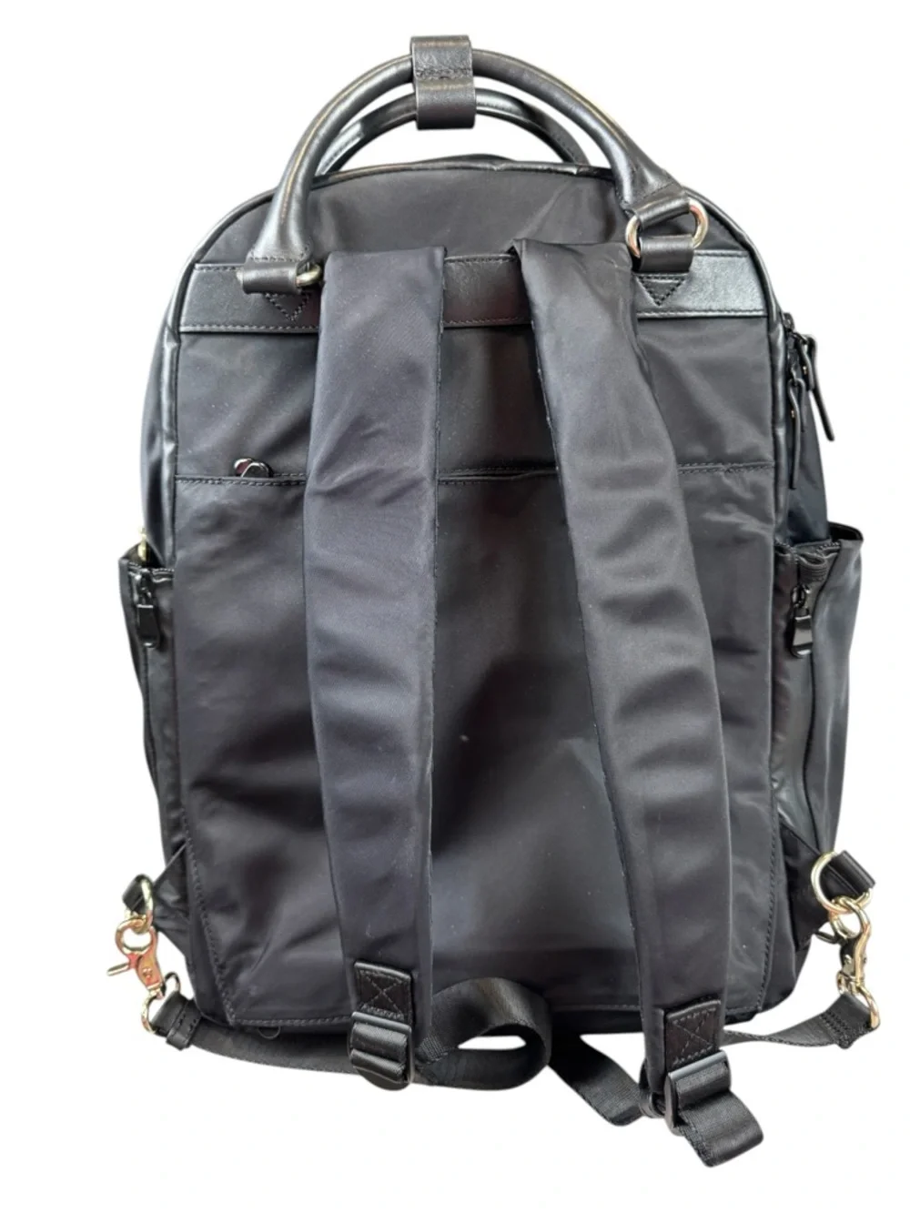 Lo & Sons Original Rowledge Black Nylon & Leather Travel Tote Backpack - Picture 7 of 16